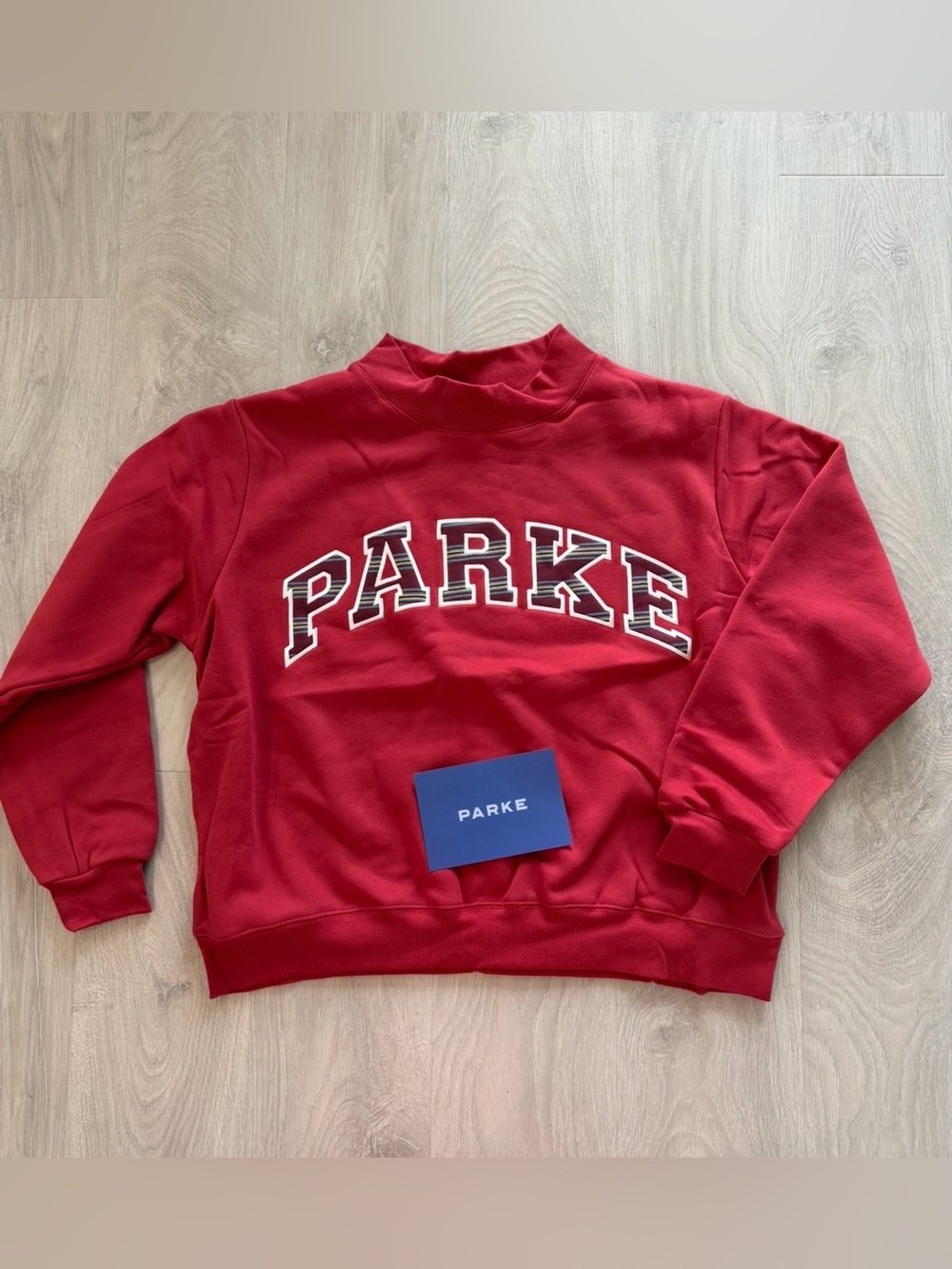 Parke Women's Cola + Port Stripe Mockneck Sweatshirt